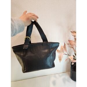 Coach Vintage Black Leather Tote Bag‎ 8x12 | Made in Costa Rica | Full Grain